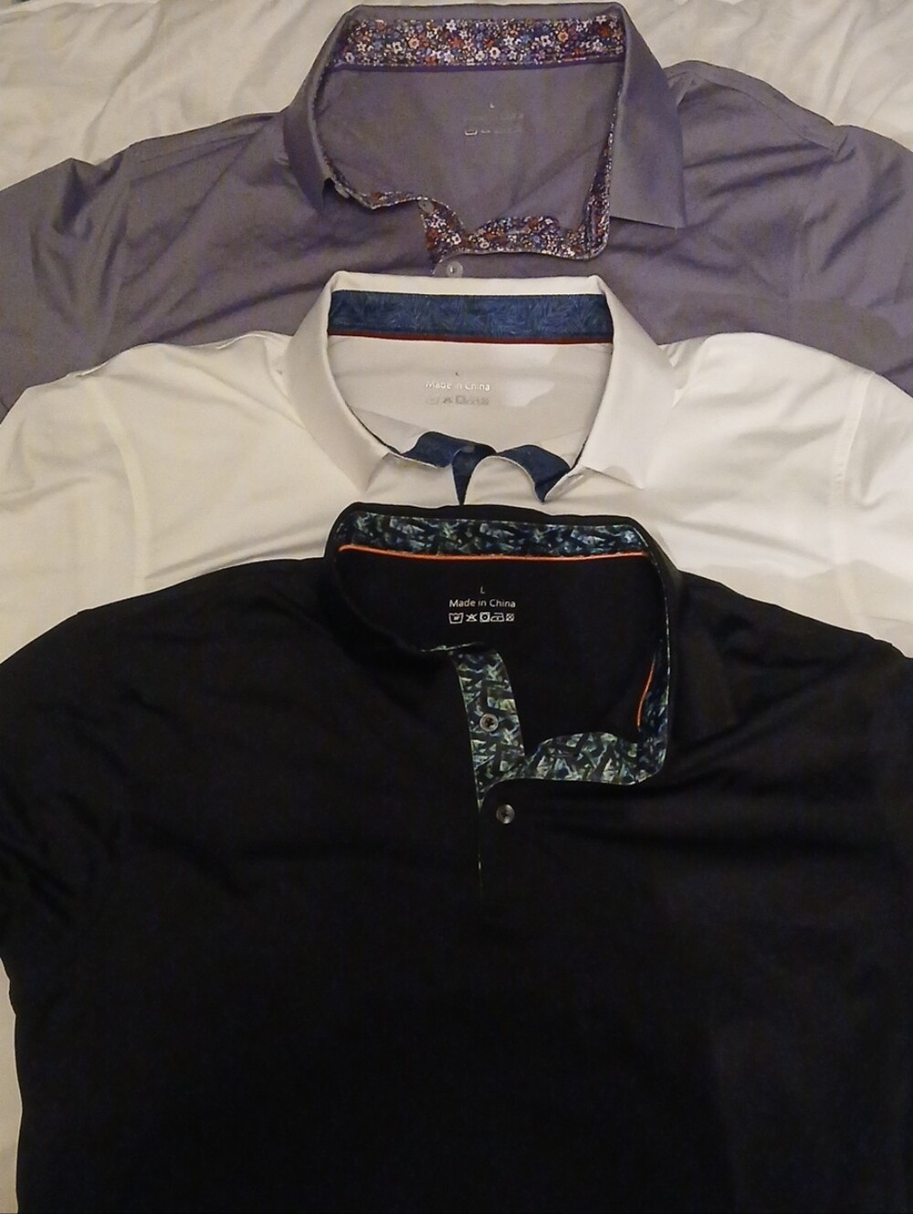 Men's 3-Pack Polo Shirts with Patterned Trim - Classic Casual